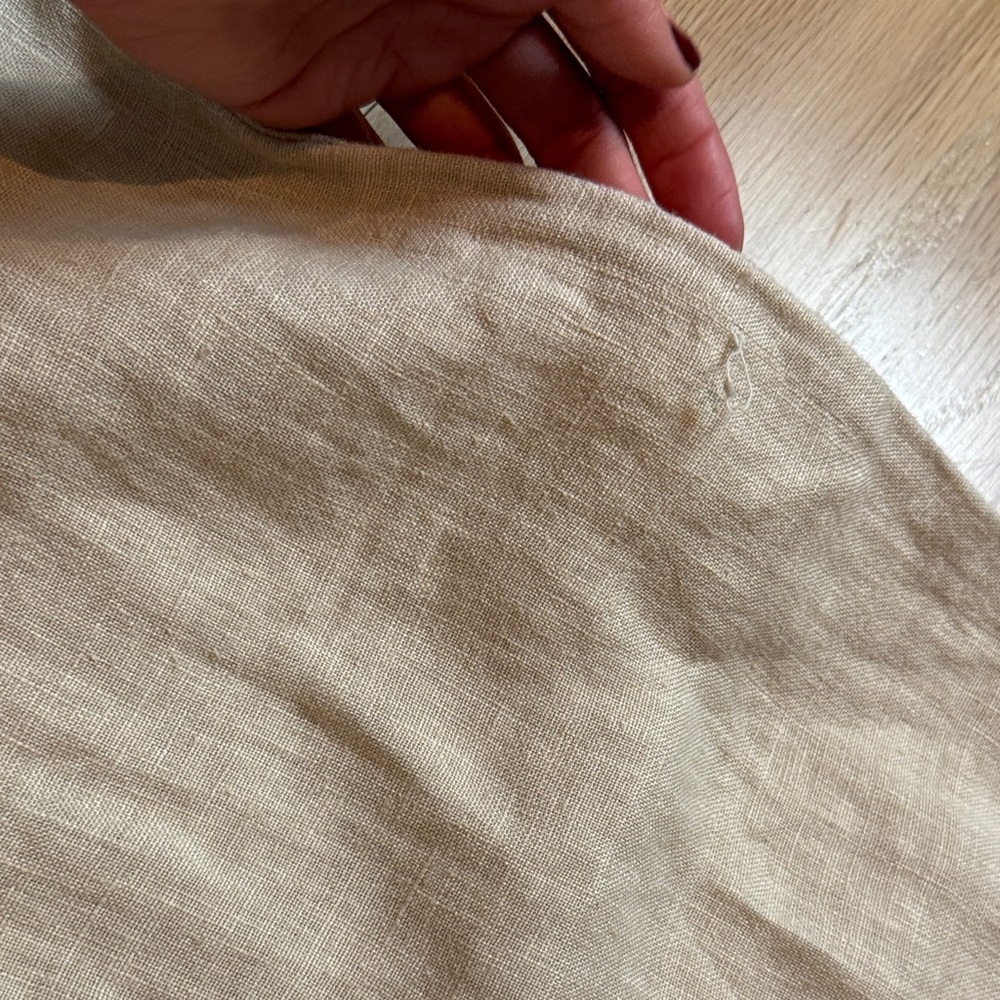 Beige 100% Linen Drawstring Pants - Picture 4 of 6